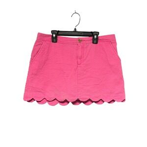 Lilly Pulitzer Skort Hot Pink Scalloped Hem Seersucker‎ Built In Shorts Size 6